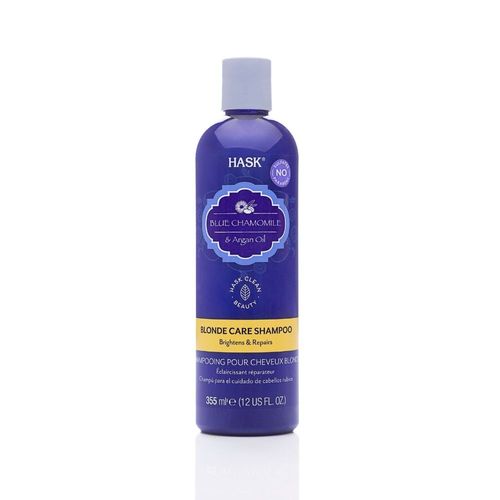 Shampoo Hask para Cabellos Rubios con Manzanilla Azul y Aceite de Argán 355ml