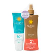 Promoción Nude Protector Solar Sensación Liviana Spf80 120ml + Bronceador Spf2 240ml X2 uds.