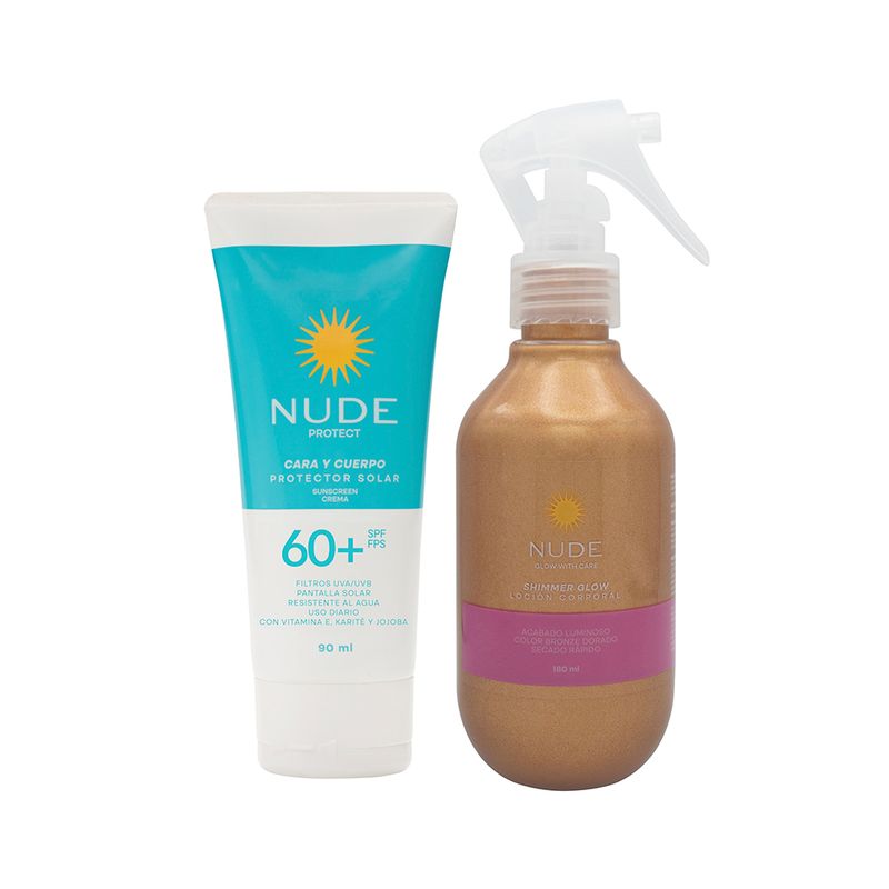 Oferta-Protector-Solar-Nude-Spf-60--90-Ml---Shimmer-Glow-180-Ml